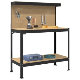 STÓŁ WARSZTATOWY LOFT CZARNY DUŻY 114CM TABLICA PEGBOARD PÓŁKA ROBOCZY 150KG