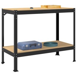 STÓŁ WARSZTATOWY LOFT CZARNY DUŻY BLAT 115X55CM PÓŁKA ROBOCZY STOŁOWY 150KG