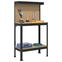 STÓŁ WARSZTATOWY LOFT CZARNY TABLICA NARZĘDZIOWA PEGBOARD PÓŁKA ROBOCZA 150KG