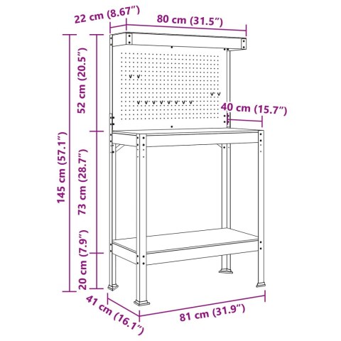 ŁAWY ROBOCZE CZARNY 81X41X145CM