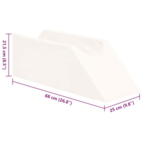 PODUSZKA POD NOGI KLIN BIAŁA AKSAMITNA 68X25X21,5CM ERGONOMICZNA RELAKS MOCNA