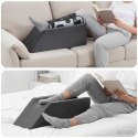 PODUSZKA POD NOGI KLIN ERGONOMICZNA SZARA 68X25X21,5CM AKSAMITNA RELAKS MOCNA