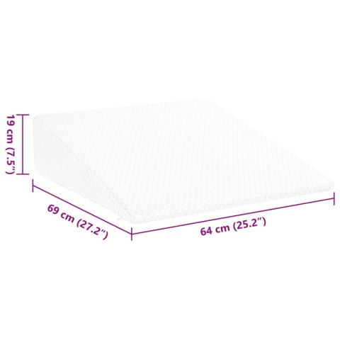 PODUSZKA W KSZTAŁCIE KLINU GŁADKI BIAŁY 69X64X19CM
