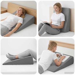 PODUSZKA W KSZTAŁCIE KLINU GŁADKI SZARY 69X64X19CM