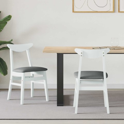 KRZESŁA JADALNE 2 SZT. BIAŁY 42X47.5X81CM DREWNO GUMOWE