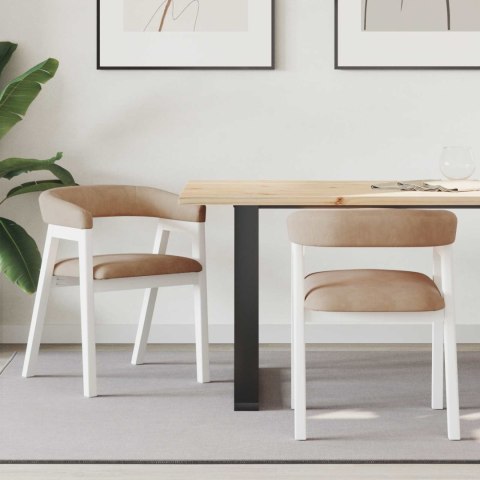 KRZESŁA JADALNE 2 SZT. BIAŁY 54X57X73CM DREWNO GUMOWE