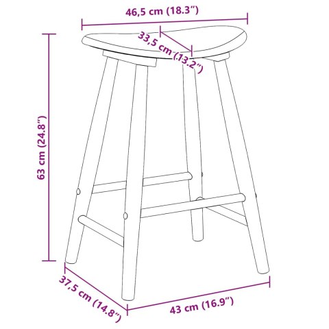 KRZESŁA JADALNE 2 SZT. JASNY BRĄZ 46X37X63CM DREWNO GUMOWE