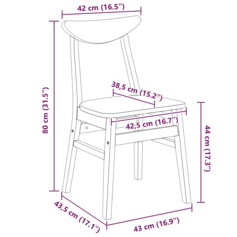 KRZESŁA JADALNE 2 SZT. NATURALNY 42X47.5X81CM DREWNO GUMOWE