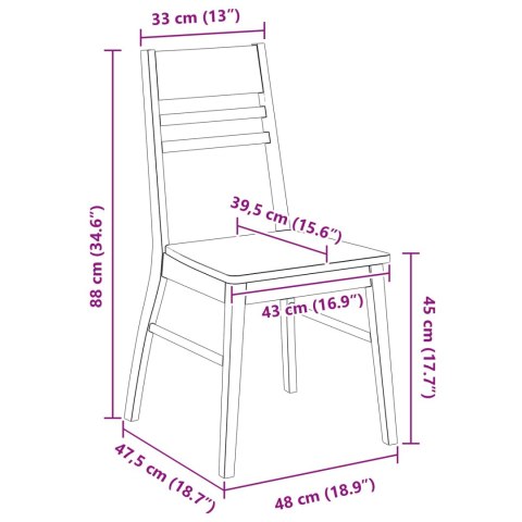 KRZESŁA JADALNE 2 SZT. NATURALNY 43X54X89CM DREWNO GUMOWE