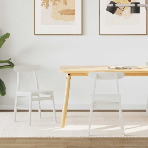 KRZESŁO JADALNIANE 2 SZT. BIAŁY 43X44,5X77CM DREWNO GUMOWE