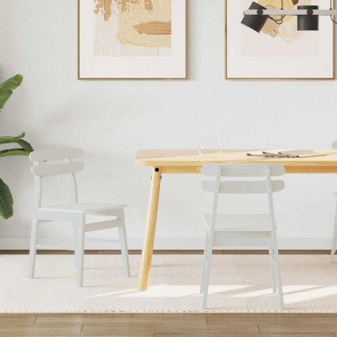 KRZESŁO JADALNIANE 2 SZT. BIAŁY DREWNO GUMOWE