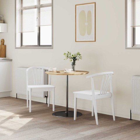 KRZESŁO JADALNIANE 2 SZT. BIAŁY SOLIDNE DREWNO KAUCZUKOWE