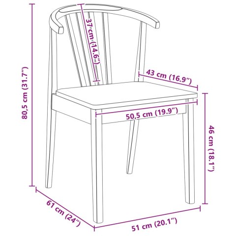 KRZESŁO JADALNIANE 2 SZT. BIAŁY SOLIDNE DREWNO KAUCZUKOWE