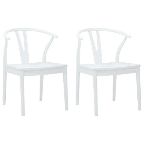 KRZESŁO JADALNIANE 2 SZT. BIAŁY I BIAŁY DREWNO GUMOWE