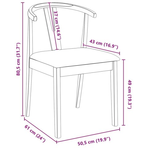 KRZESŁO JADALNIANE 2 SZT. BIAŁY I BRĄZOWY DREWNO GUMOWE