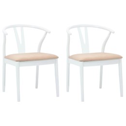 KRZESŁO JADALNIANE 2 SZT. BIAŁY I BRĄZOWY DREWNO GUMOWE