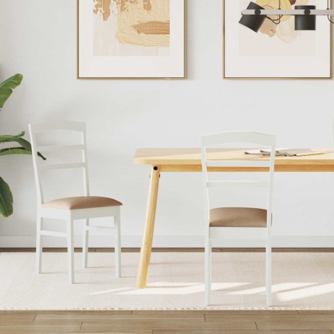 KRZESŁO JADALNIANE 2 SZT. BIAŁY I BRĄZOWY DREWNO GUMOWE