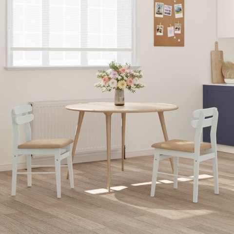 KRZESŁO JADALNIANE 2 SZT. BIAŁY I BRĄZOWY DREWNO GUMOWE