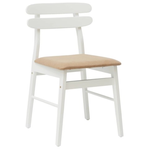 KRZESŁO JADALNIANE 2 SZT. BIAŁY I BRĄZOWY DREWNO GUMOWE