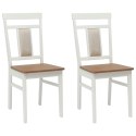 KRZESŁO JADALNIANE 2 SZT. BIAŁY I NATURALNY DREWNO GUMOWE