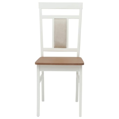 KRZESŁO JADALNIANE 2 SZT. BIAŁY I NATURALNY DREWNO GUMOWE