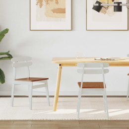 KRZESŁO JADALNIANE 2 SZT. BIAŁY I NATURALNY DREWNO GUMOWE