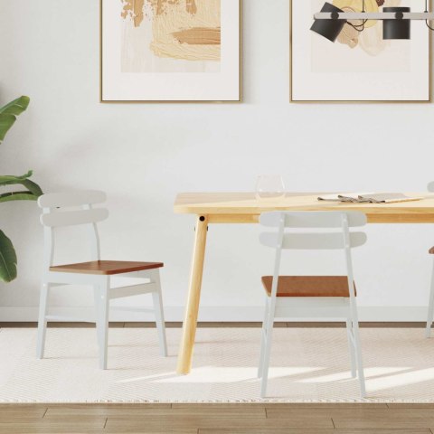 KRZESŁO JADALNIANE 2 SZT. BIAŁY I NATURALNY DREWNO GUMOWE