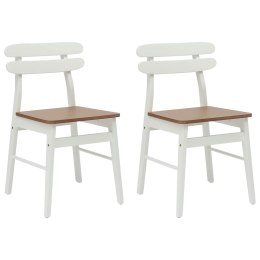 KRZESŁO JADALNIANE 2 SZT. BIAŁY I NATURALNY DREWNO GUMOWE