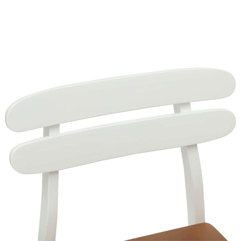 KRZESŁO JADALNIANE 2 SZT. BIAŁY I NATURALNY DREWNO GUMOWE