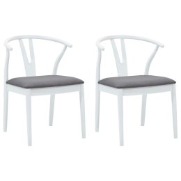 KRZESŁO JADALNIANE 2 SZT. BIAŁY I SZARY DREWNO GUMOWE