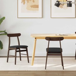 KRZESŁO JADALNIANE 2 SZT. CIEMNOBRĄZOWY I CZARNY DREWNO GUMOWE