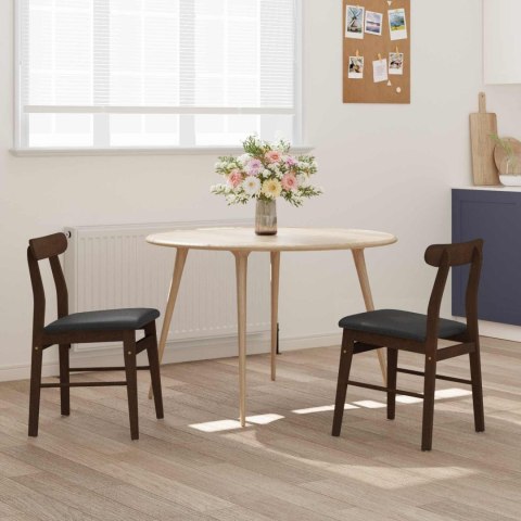 KRZESŁO JADALNIANE 2 SZT. CIEMNOBRĄZOWY I CZARNY DREWNO GUMOWE