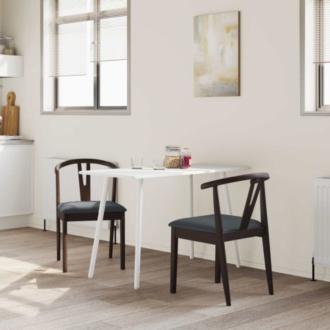 KRZESŁO JADALNIANE 2 SZT. JASNOBRĄZOWY I CZARNY DREWNO GUMOWE