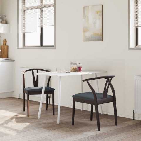 KRZESŁO JADALNIANE 2 SZT. JASNOBRĄZOWY I CZARNY DREWNO GUMOWE