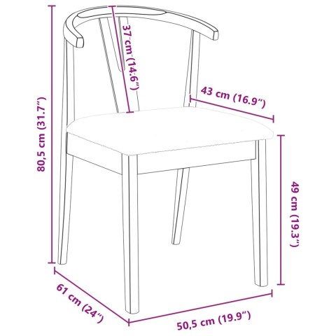 KRZESŁO JADALNIANE 2 SZT. NATURALNY I JASNY DREWNO GUMOWE