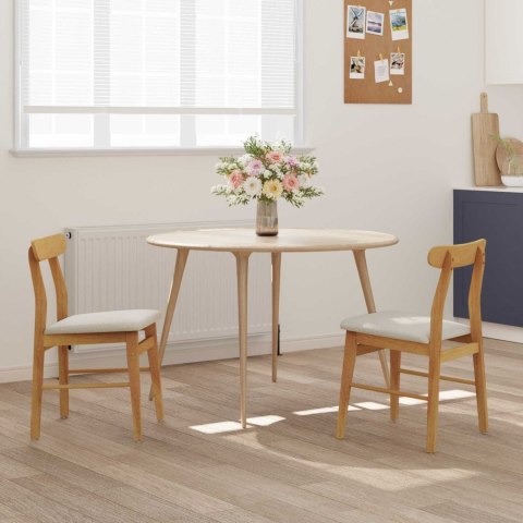 KRZESŁO JADALNIANE 2 SZT. NATURALNY I JASNY DREWNO GUMOWE