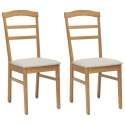 KRZESŁO JADALNIANE 2 SZT. NATURALNY I JASNY DREWNO GUMOWE