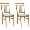 KRZESŁO JADALNIANE 2 SZT. NATURALNY I JASNY DREWNO GUMOWE