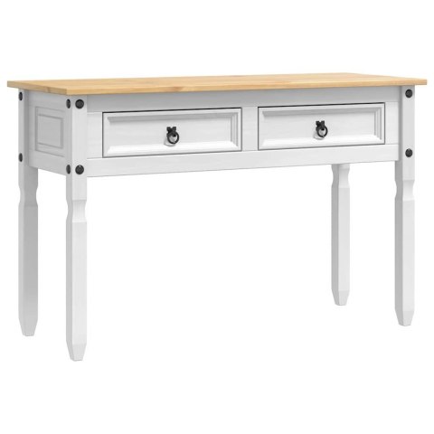 STOLIK KOŃCOWY BIAŁY 115X46X73CM LITE DREWNO SOSNOWE