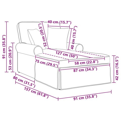 CHAISE LOUNGE Z FARTUSZKIEM CZERWONE WINO 91X157X91CM
