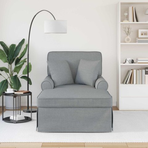 CHAISE LOUNGE Z FARTUSZKIEM JASNOSZARY 91X157X91CM TKANINA