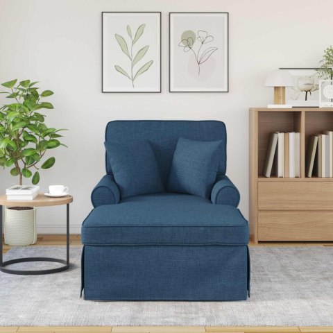 CHAISE LOUNGE Z FARTUSZKIEM NIEBIESKI 91X157X91CM TKANINA