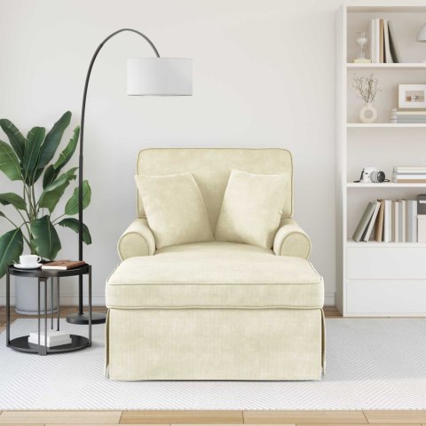 CHAISE LOUNGE Z FARTUSZKIEM Z PODUSZKĄ KREMOWY 91X157X91CM