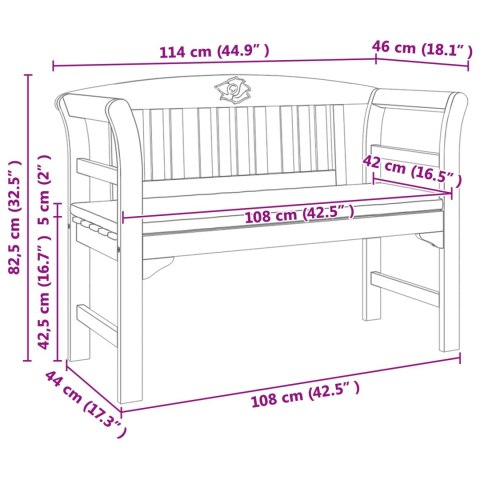 ŁAWKA WYKOŃCZENIE NA BAZIE NATURALNEGO OLEJU 114X46X82,5CM