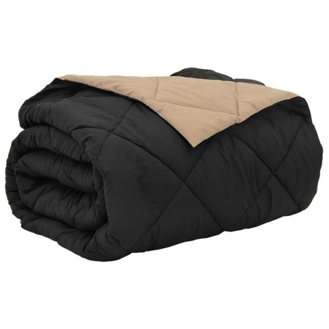 LETNI KOŁDRA CZARNY I TAUPE 200X200CM MIKROFIBRA