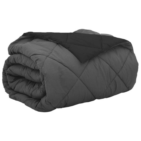 LETNI KOŁDRA CZARNY I ANTRACYT 200X200CM MIKROFIBRA