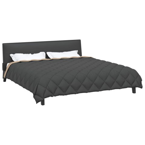 ZIMOWA KOŁDRA ANTRACYT I TAUPE 200X200CM MIKROFIBRA