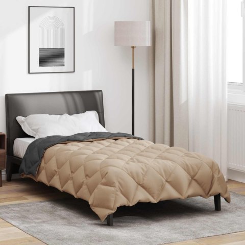 ZIMOWA KOŁDRA ANTRACYT I TAUPE 220X155CM MIKROFIBRA