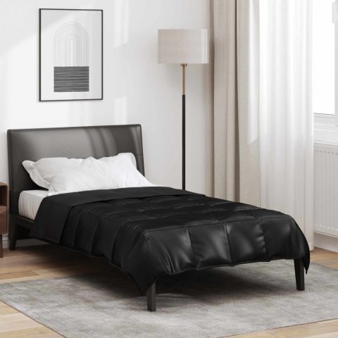 KOŁDRA NA CAŁY ROK CZARNY 200X135CM SATYNA I MIKROFIBRA