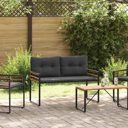 ŁAWKA Z WARSTWĄ DREWNIANĄ GŁADKI CIEMNY SZARY 114X55X77CM